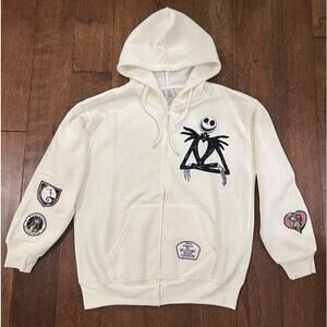 Nightmare Before Christmas Ivory Zip-Up Hoodie - L